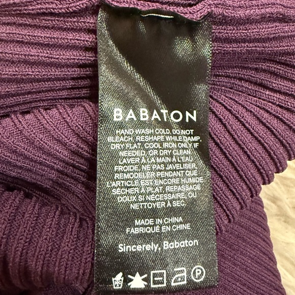 Aritzia Babaton Sculpt Ribbed Knit Tie-back Longsleeve In Dewberry Purple Size M - Picture 11 of 12